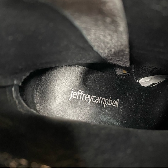 Jeffrey Campbell Amuse Black Leather Square Toe Heeled Platform Boot 7 - Picture 12 of 15